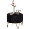 Fabulaxe Round Velvet Ottoman Stool Raised with Hairpin Gold Base, Black, Medium QI004324.BK.M - alternate 2